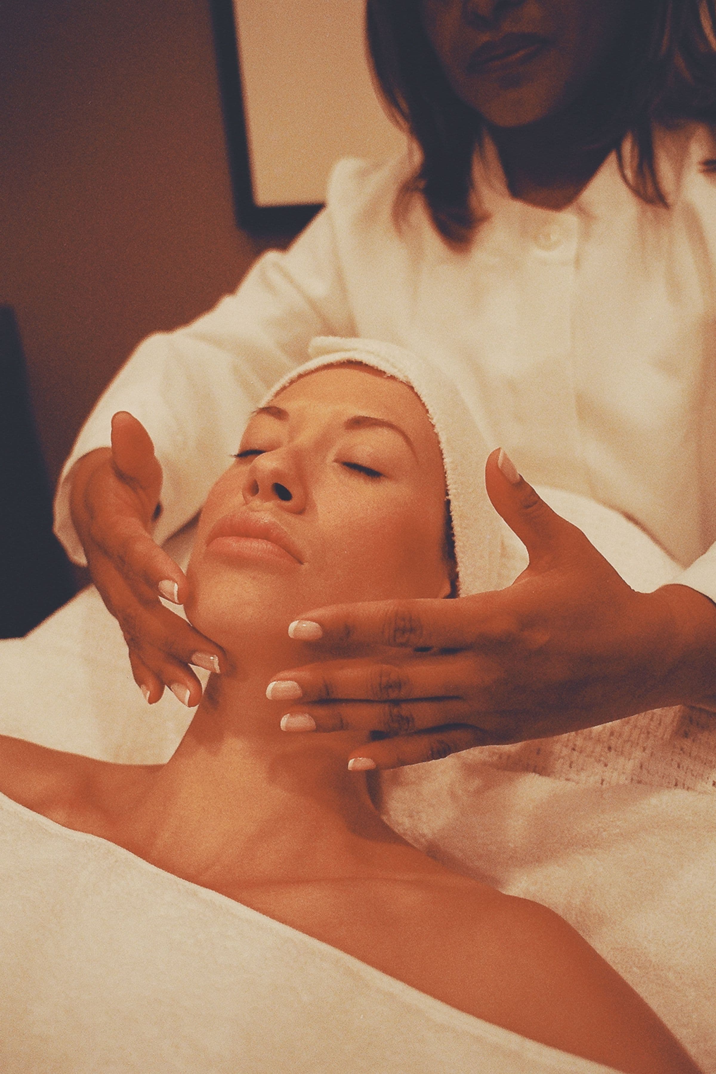 A professional facial treatment in progress